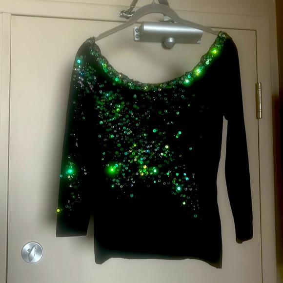 Black Sequenced Knit Top - Picture 1 of 2